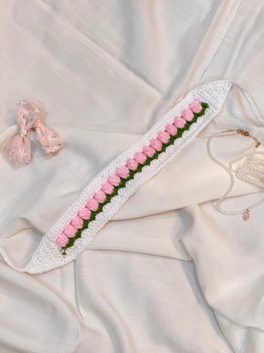 Crochet Tulip Headband- Pink Tulip