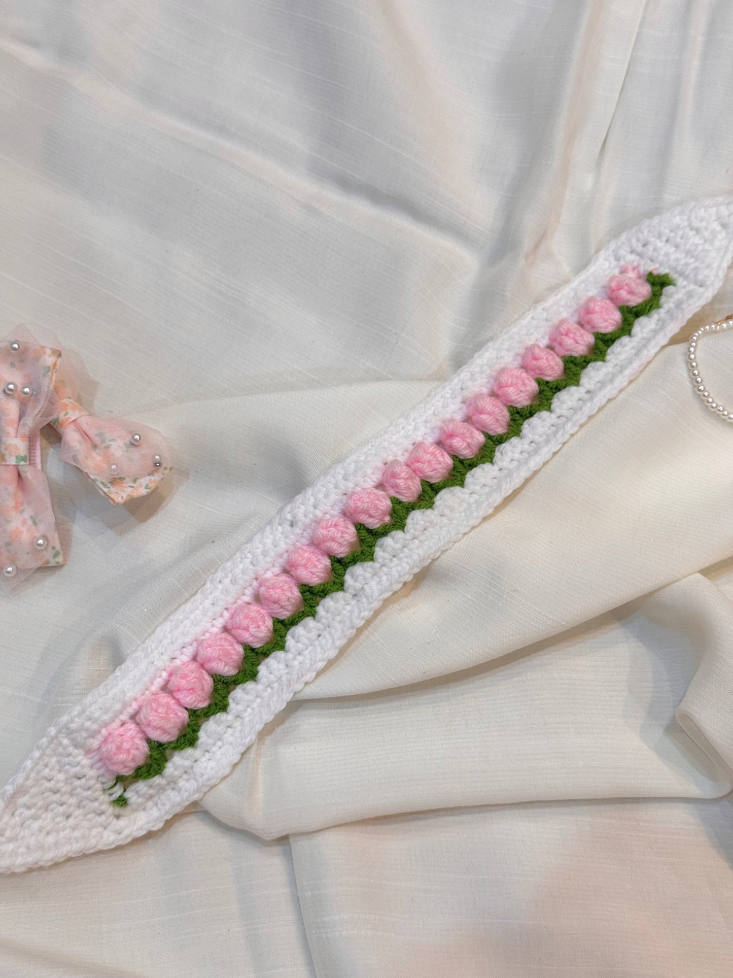 Crochet Tulip Headband- Pink Tulip