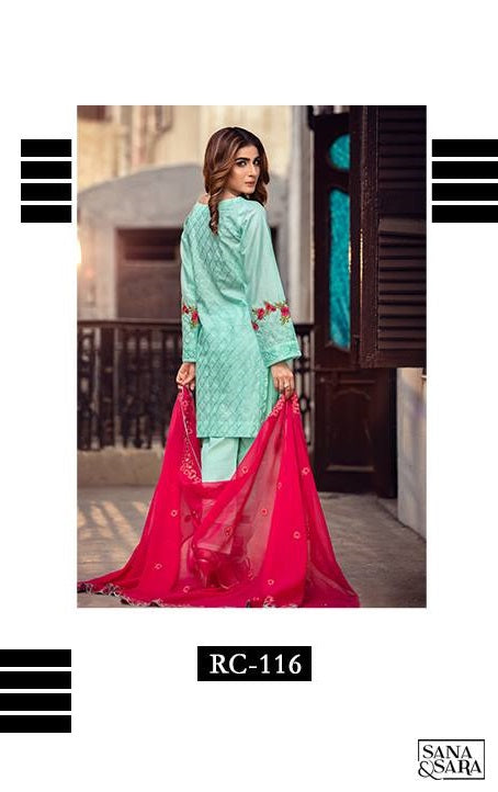Salitex Embroidered Slub Lawn Unstitched 3 Piece Suit - RC 116
