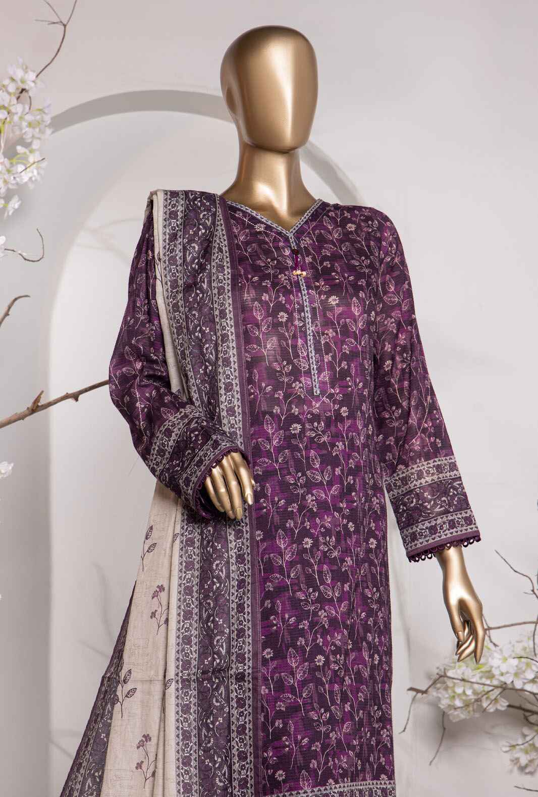 Vital by HZ Textile Printed Lawn 3 piece Unstitched Dress - VP-151