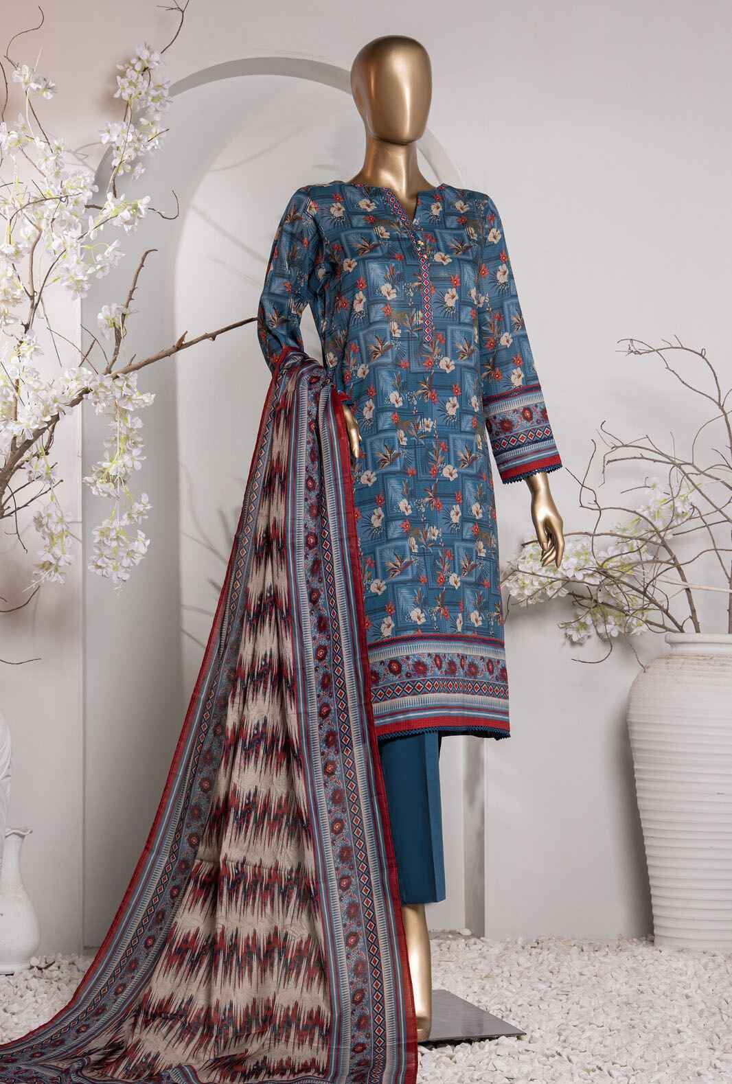 Vital by HZ Textile Printed Lawn 3 piece Unstitched Dress - VP-154