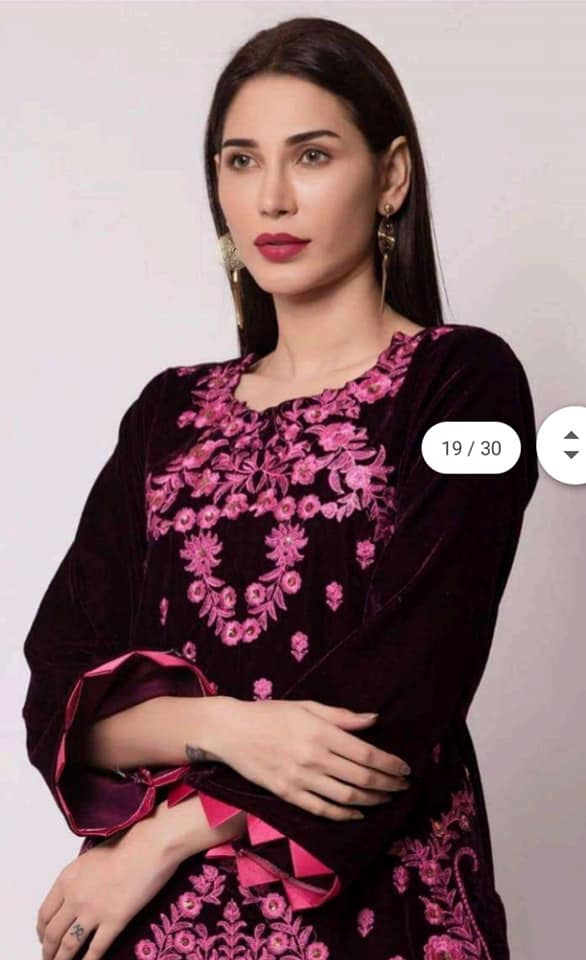 Panache by Regalia Embroidered Velvet Shirt/Kurti 1 pc Unstitched - ZS 05