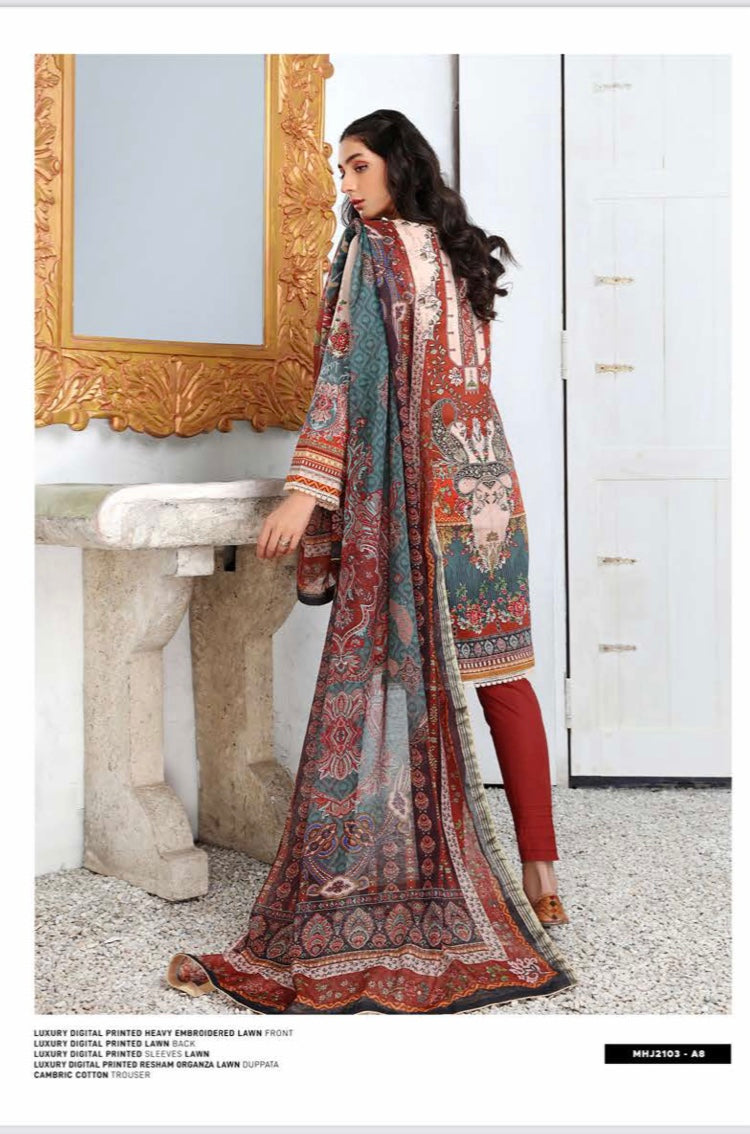 Mahajal by Gull Jee Embroidered Lawn 3 Piece Unstitched Dress - MHJ210A8