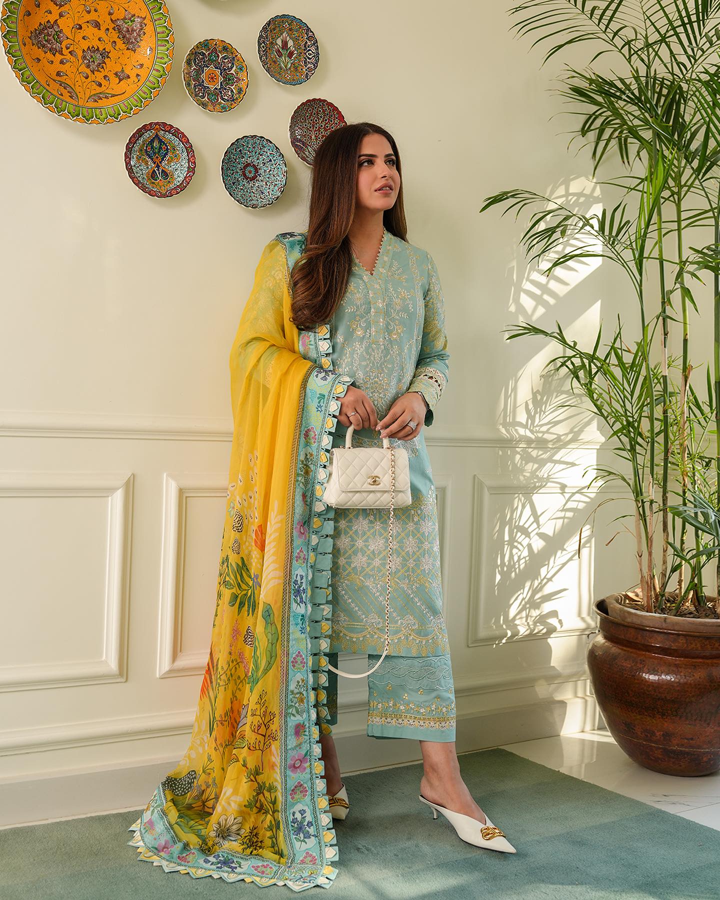 Liliana by Faiza Saqlain Embroidered Lawn 3 Piece Unstitched Dress - Galina