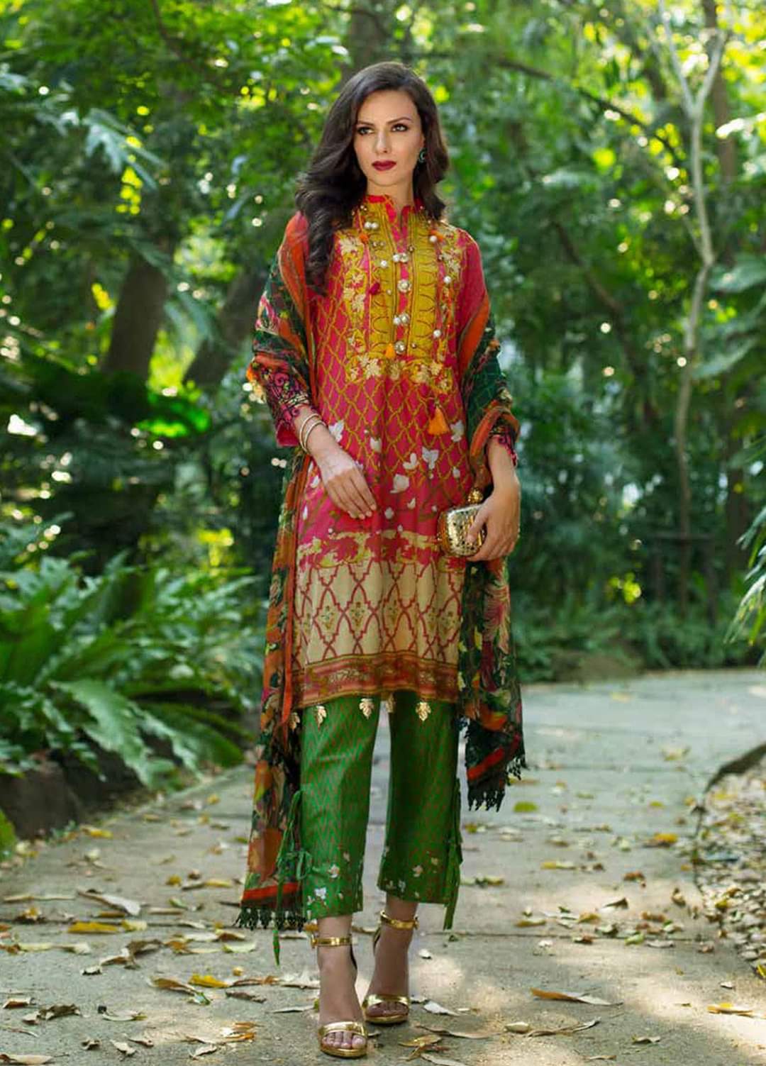 Monsoon Festivana Embroidered Lawn Dress 3 Piece Unstitched - 2a