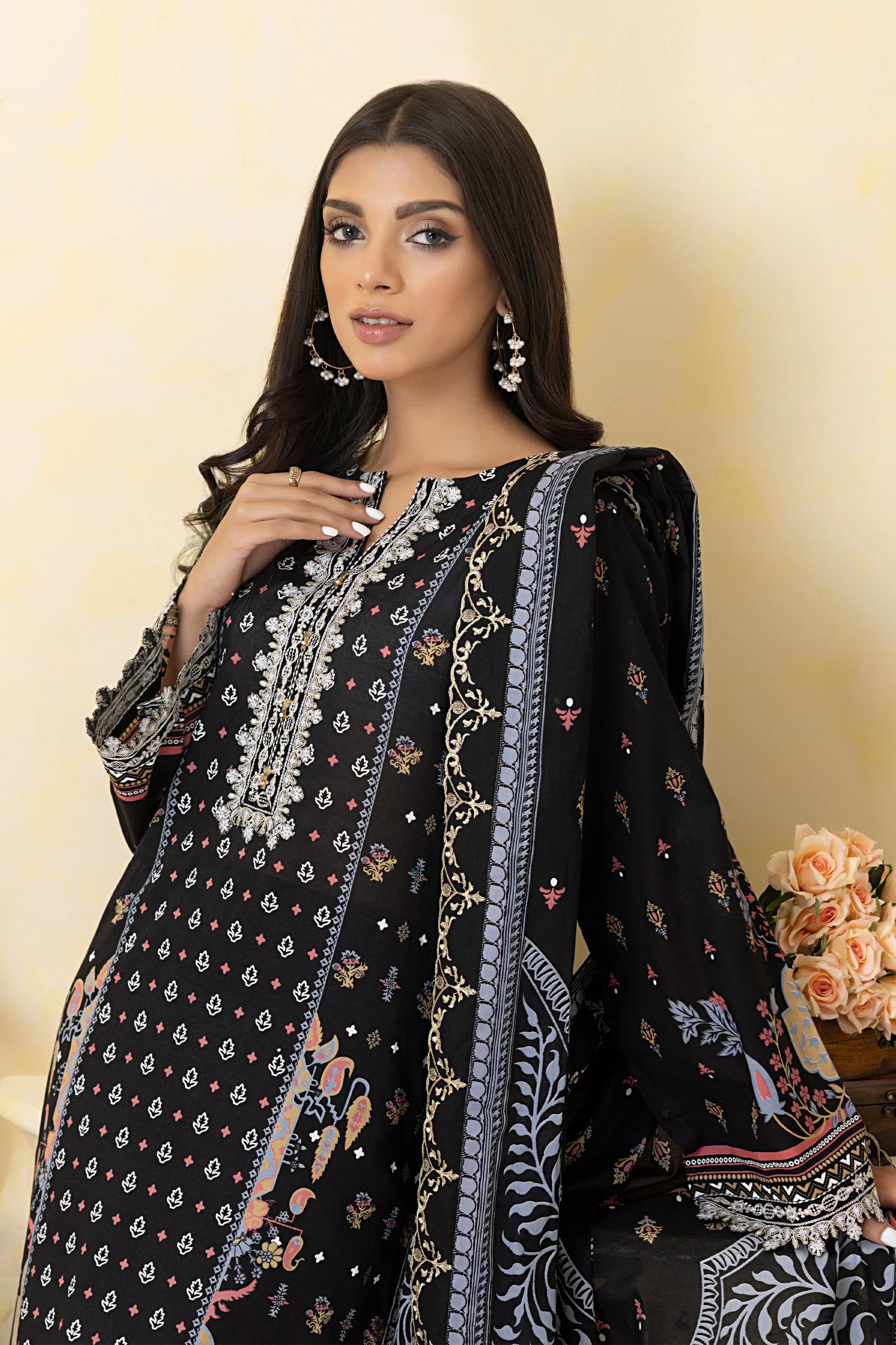 LSM Embroidered Lawn Suits With Lawn Dupatta Unstitched 3 Piece SED-SS-0009 - Summer Collection