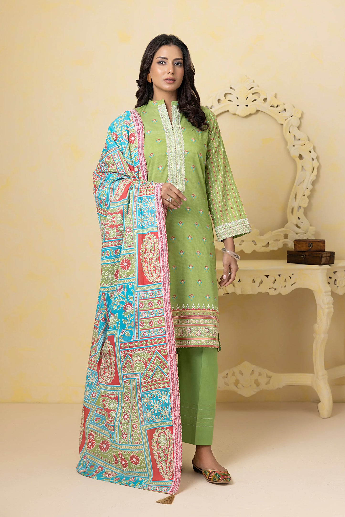 LSM Embroidered Lawn Suits With Lawn Dupatta Unstitched 3 Piece SED-SR-0076 - Summer Collection