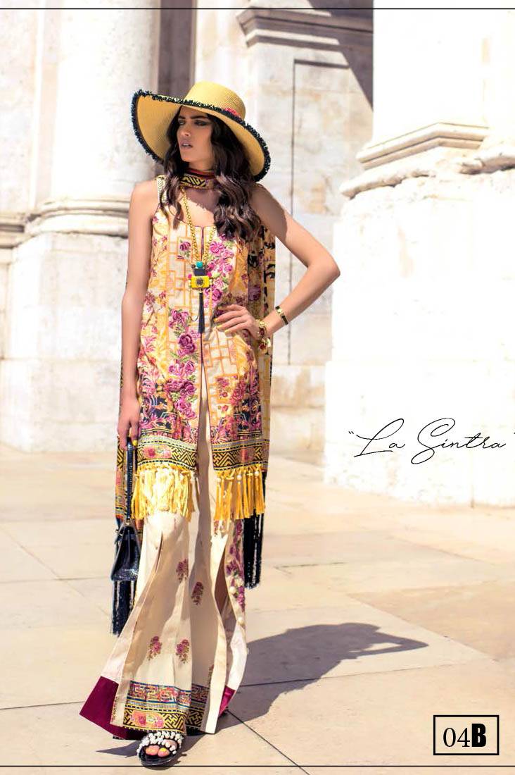 Shehla Chatoor Luxury Embroidered Lawn Unstitched 3 Piece Suit - 4B