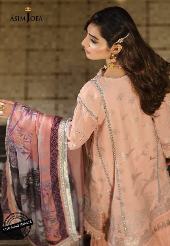 Asim Jofa Luxury Embroidered Lawn Unstitched 3 Piece Suit - AJL-5A