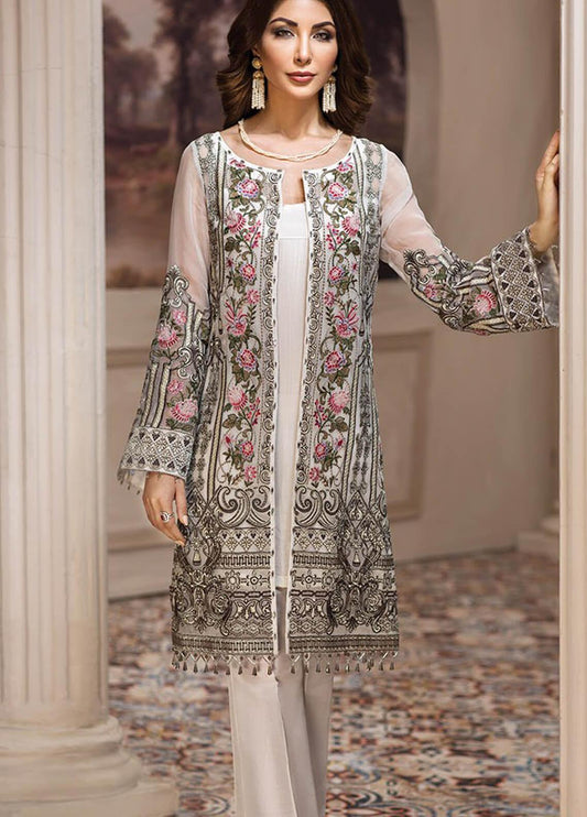 Jazmin Embroidered Chiffon Unstitched 3 Piece Suit 06-NAFEESA - Eid Collection