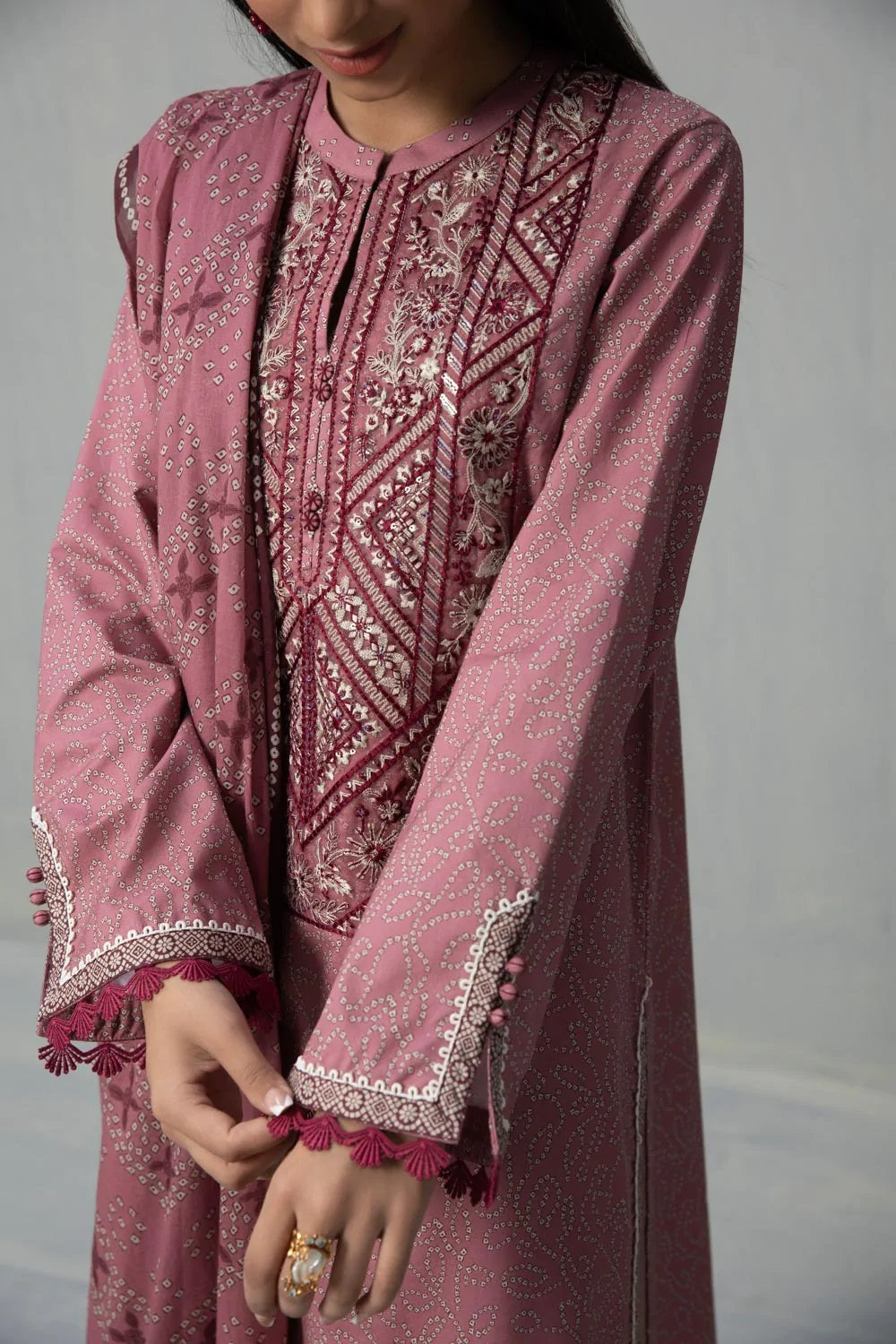 Sapphire Intermix Embroidered Cotton Unstitched 3 Piece Suit U3E-DY22V58-B