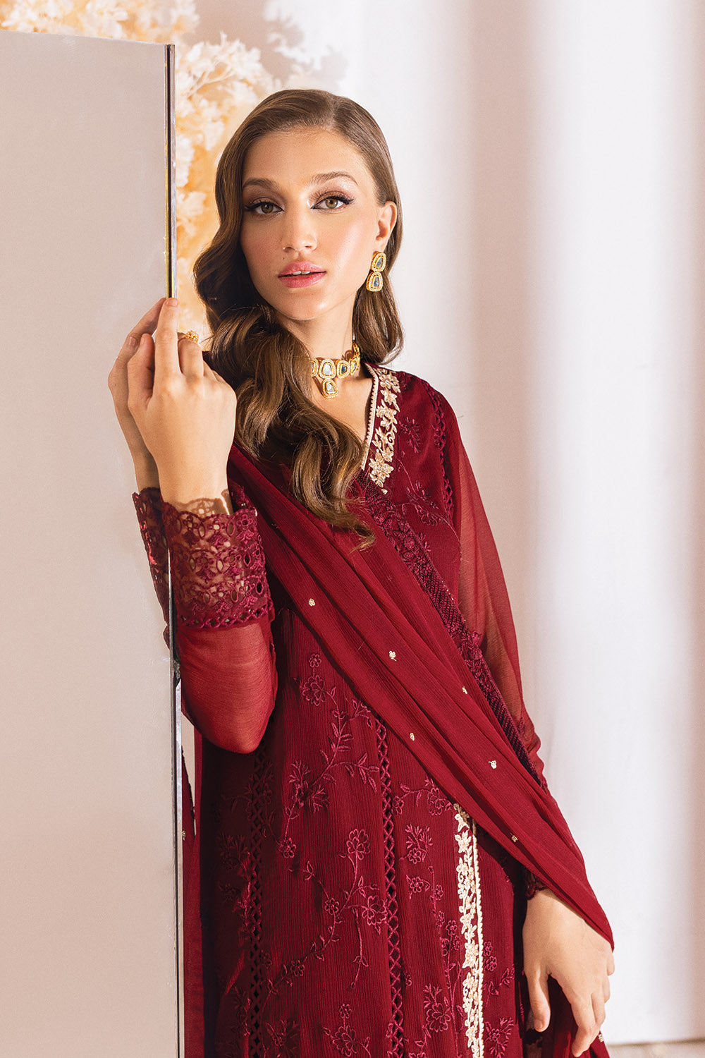 Azure Luxe Embroidered Suits Unstitched 4 Piece AZE23-105a Tempting Berry