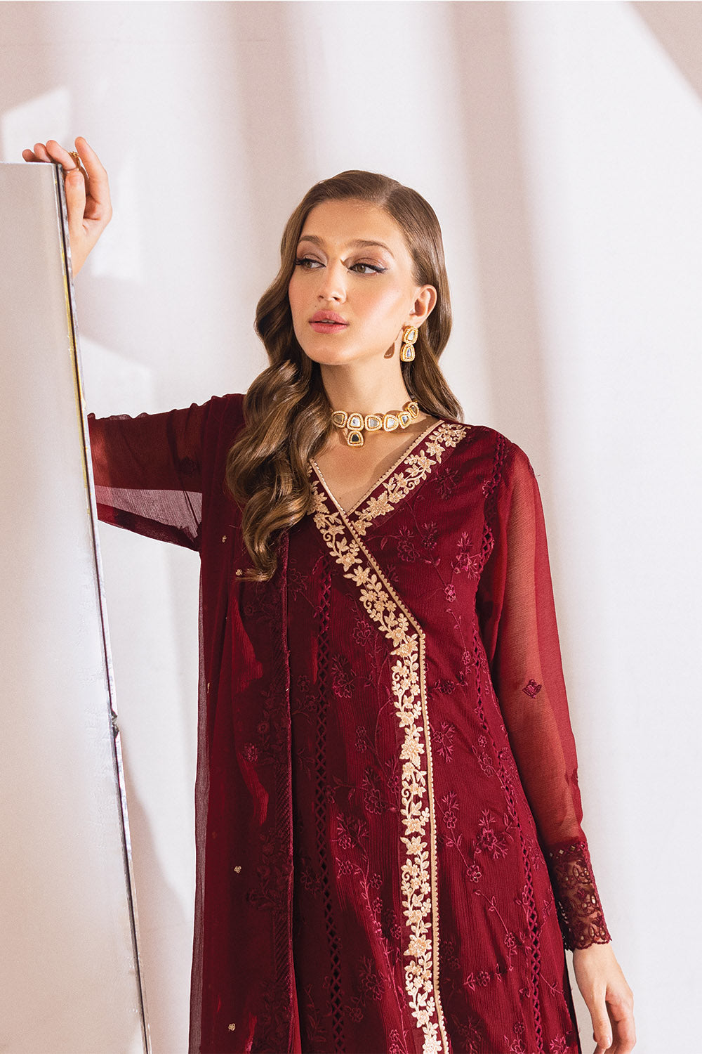 Azure Luxe Embroidered Suits Unstitched 4 Piece AZE23-105a Tempting Berry
