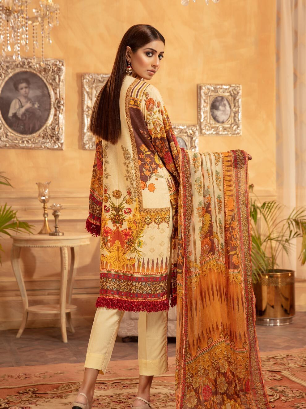 NUR Rang Nagar Printed Karandi Unstitched 3 Piece Suit - RN 10