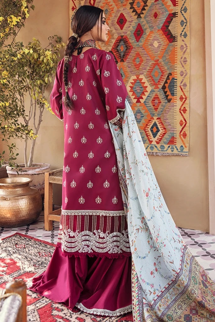 Qalamkar Embroidered Luxury Lawn Unstitched 3 Piece Suit - HL 10