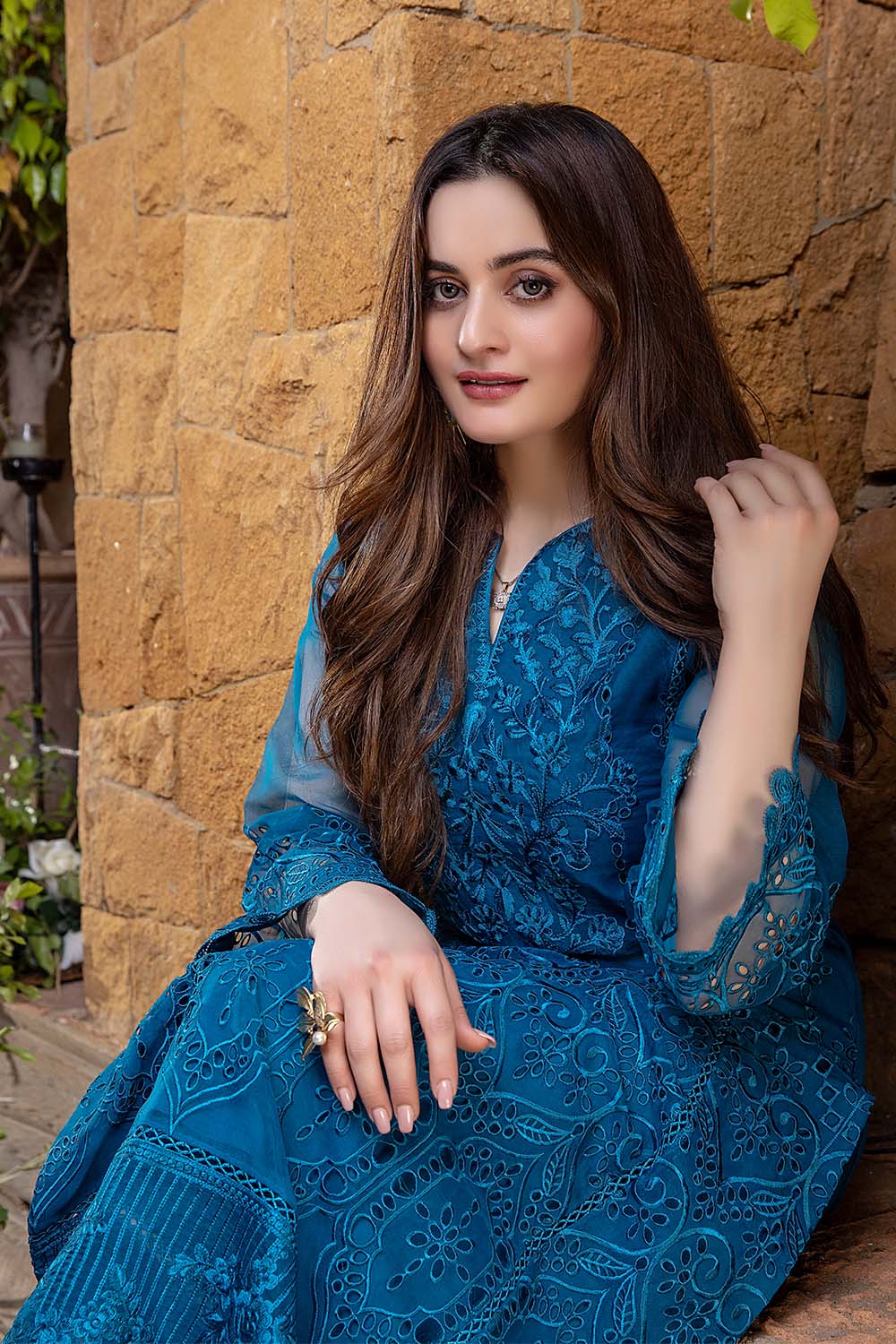Azure Formal Embroidered Organza Unstitched 1 Piece Kurti - 10 Cinder