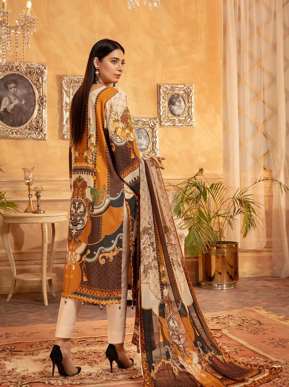 NUR Rang Nagar Printed Karandi Unstitched 3 Piece Suit - RN 11