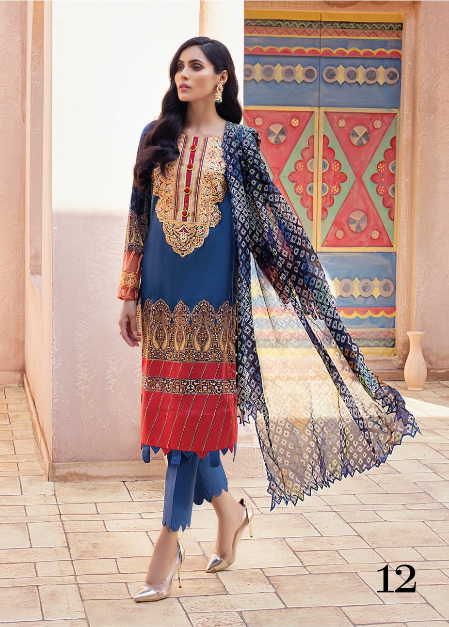 Alzohaib Premium Lawn Unstitched 3 Piece Suit - FHPCL-2-21-12 - Festive Hues