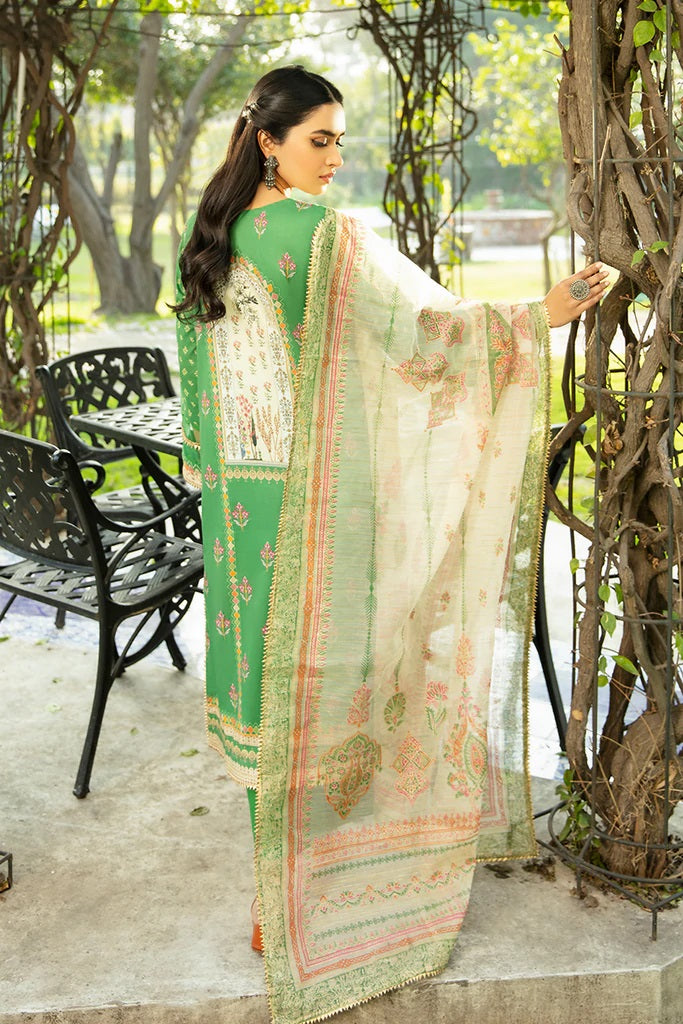 Aabyaan Embroidered Lawn Suits Unstitched 3 Piece AL-12 Biya