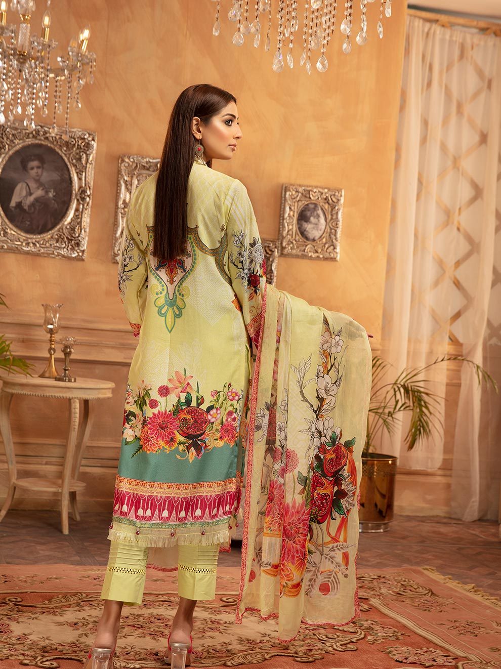 NUR Rang Nagar Printed Karandi Unstitched 3 Piece Suit - RN 12