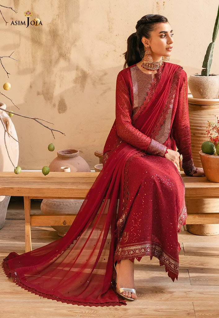 Mehr o Mah by Asim Jofa Festive Embroidered 3pc Unstitched Suit AJM-12