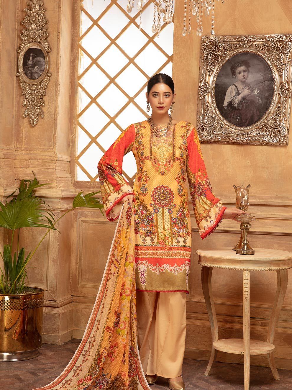 NUR Rang Nagar Printed Karandi Unstitched 3 Piece Suit - RN 13