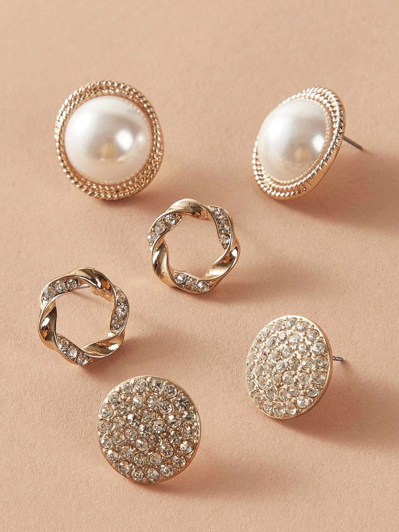 3pairs Pearl Stylish Stud Earrings - HDJ 146
