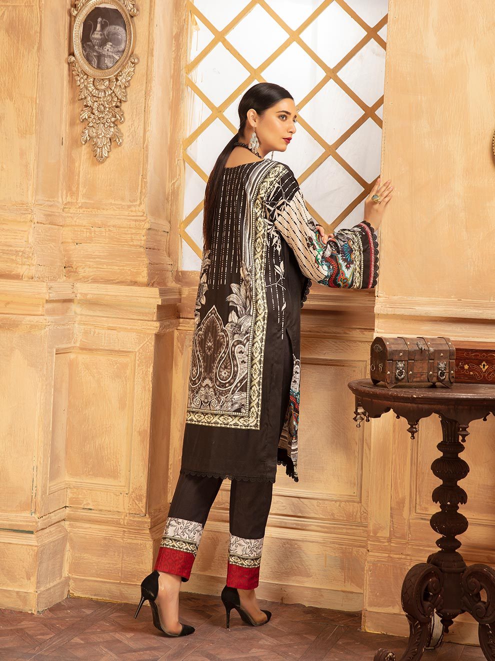 NUR Rang Barang Printed Linen Unstitched 2pc Suit - RB 14
