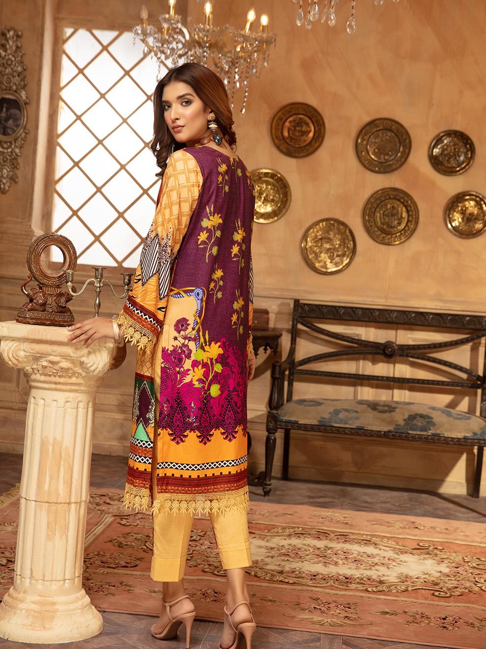 NUR Rang Barang Printed Linen Unstitched 2pc Suit - RB 15