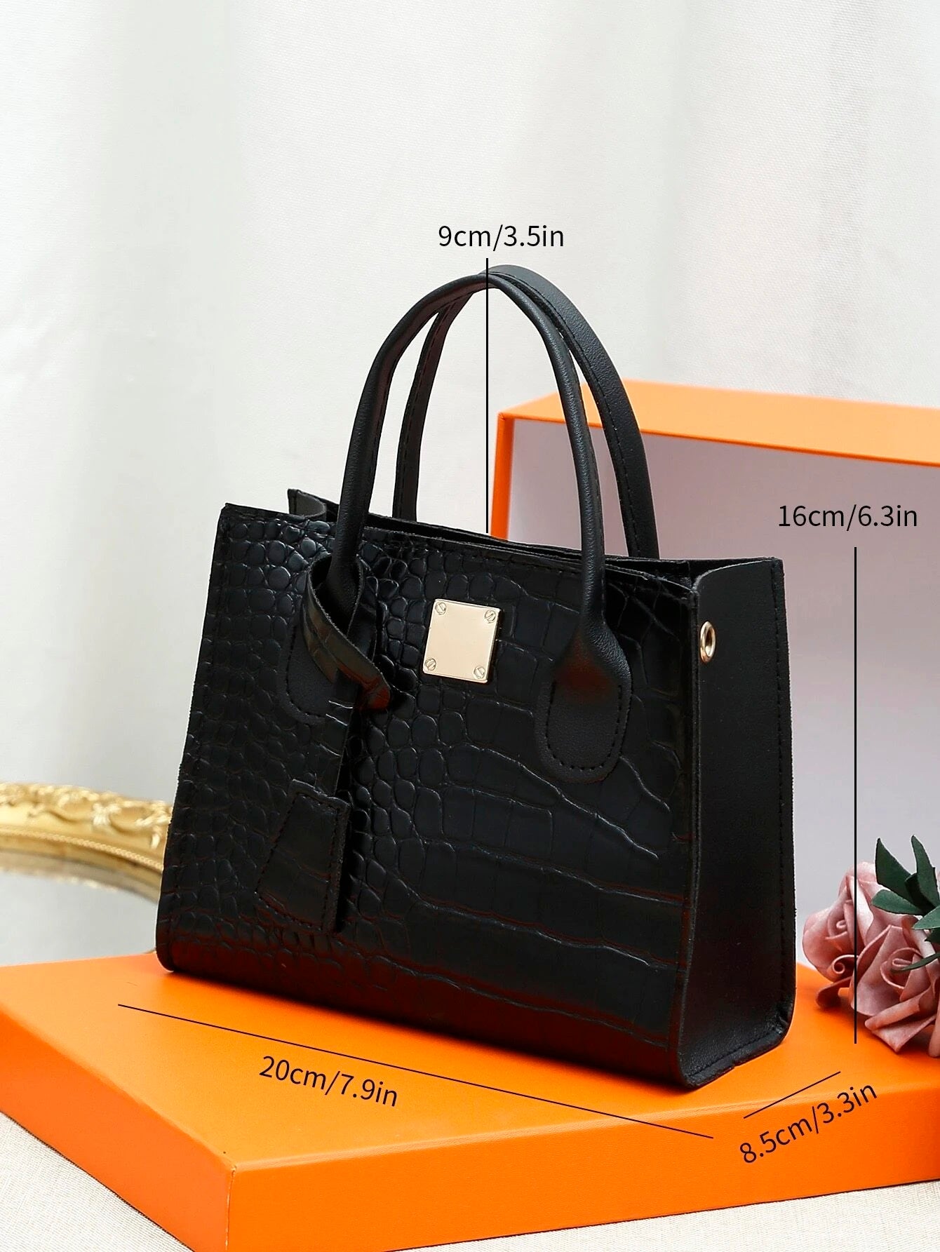 Mini Crocodile Embossed Metal Decor Square Bag - HDJ 161
