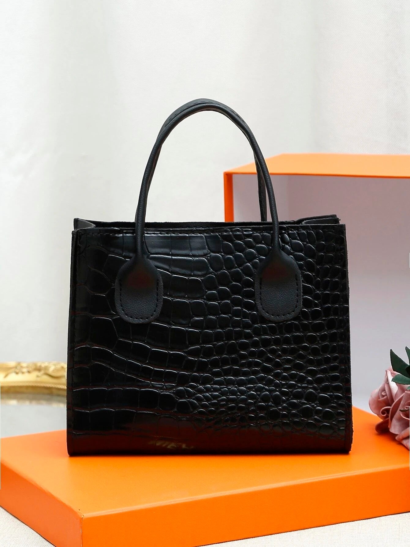 Mini Crocodile Embossed Metal Decor Square Bag - HDJ 161