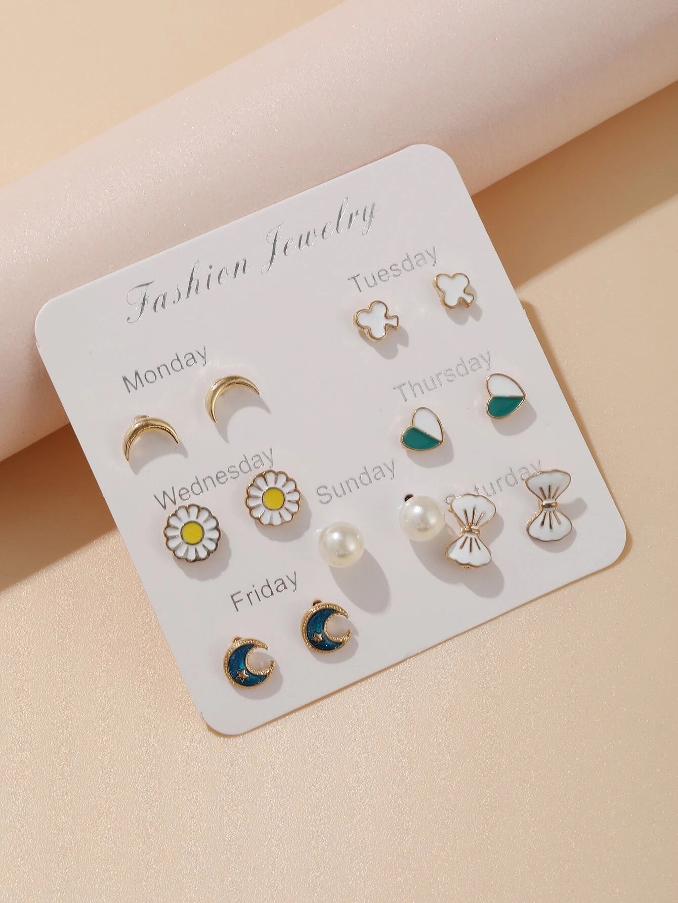 7pairs Bow Knot Decor Stud Earrings - HDJ 197