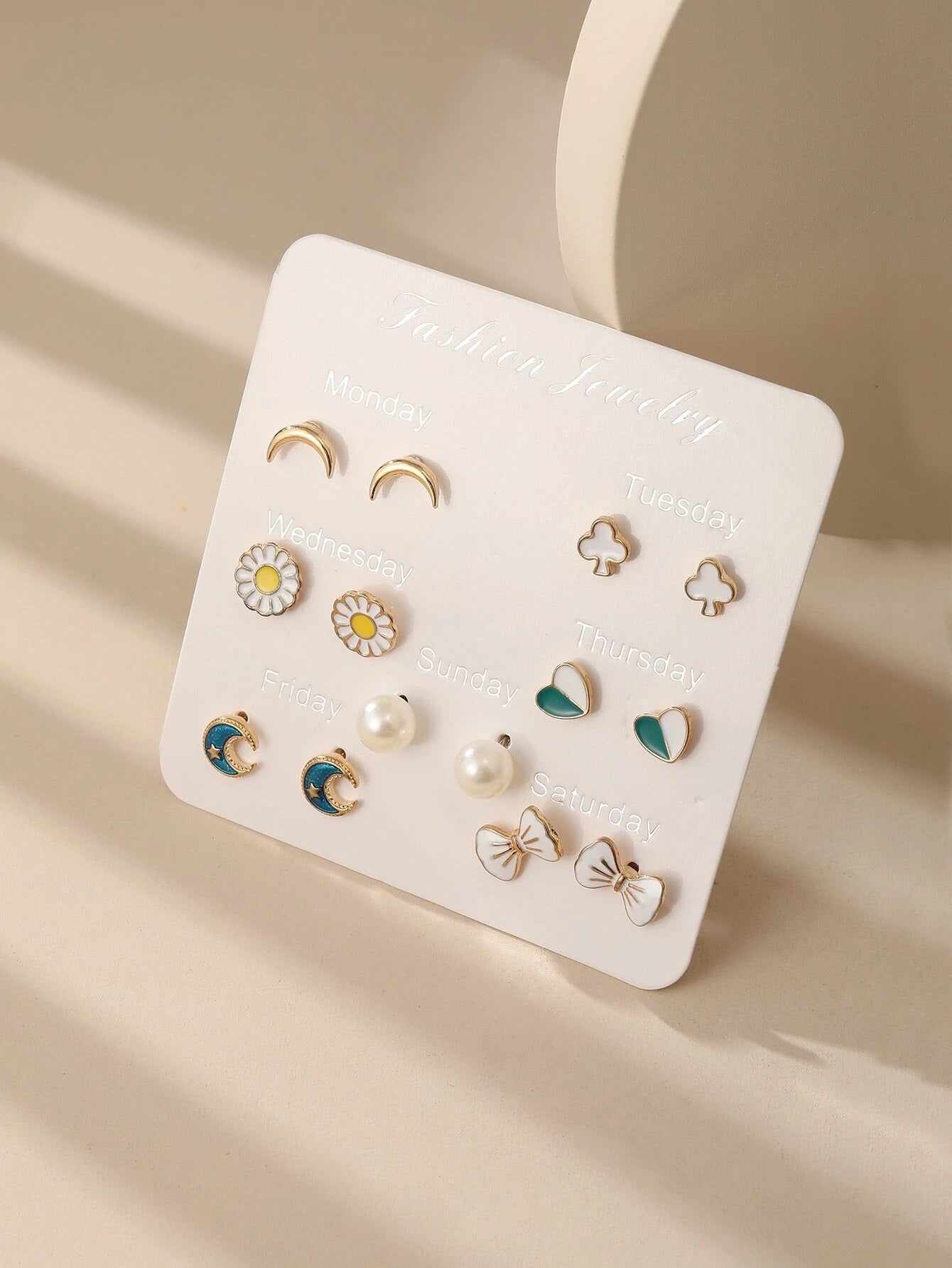 7pairs Bow Knot Decor Stud Earrings - HDJ 197