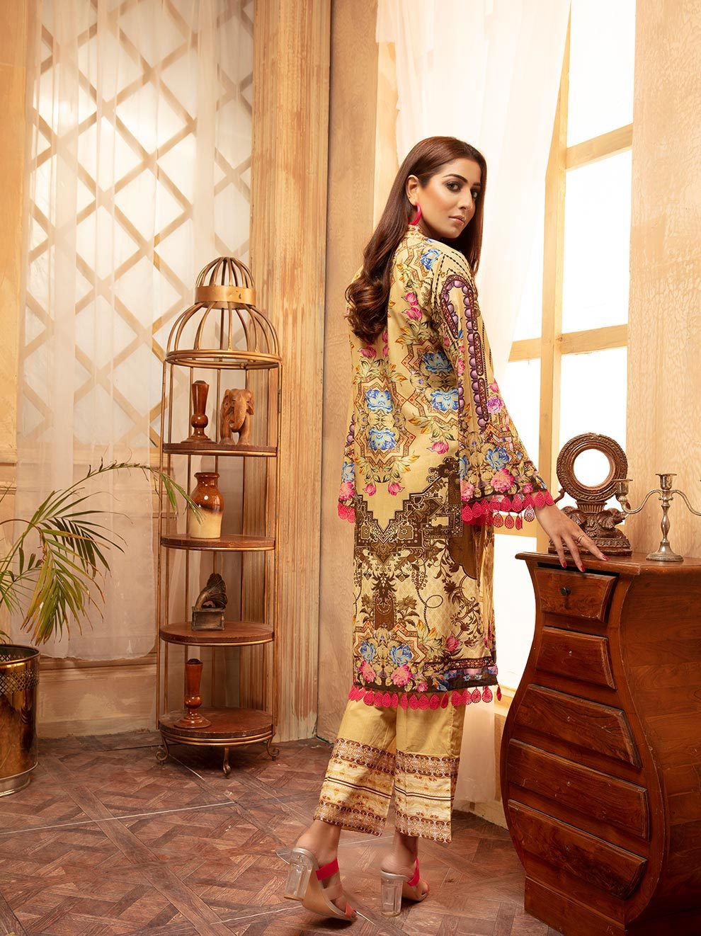 NUR Rang Barang Printed Linen Unstitched 2pc Suit - RB 01