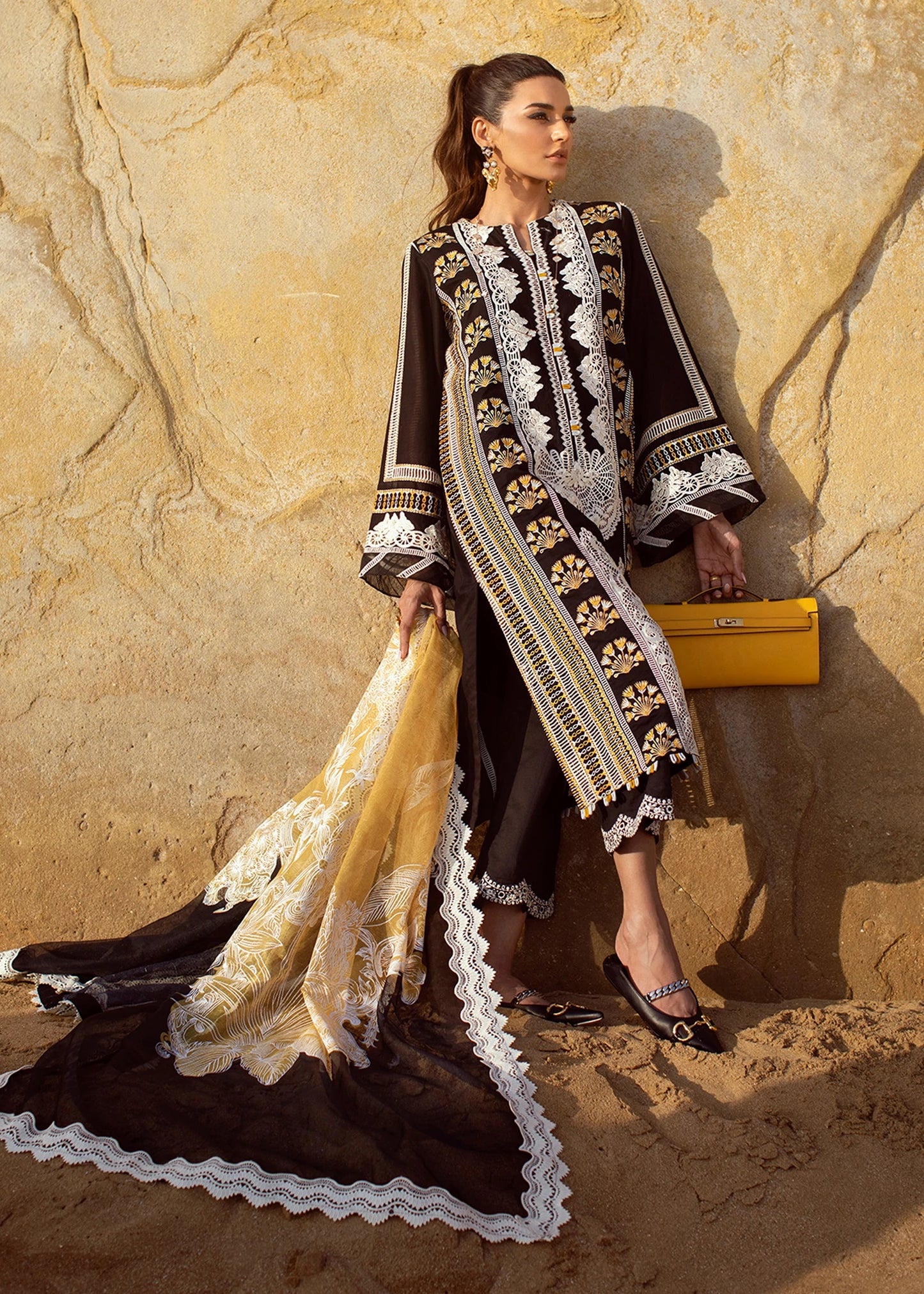 Crimson Embroidered Lawn Suits Unstitched 3 Piece Stories of Santorini - 1B - Onyx