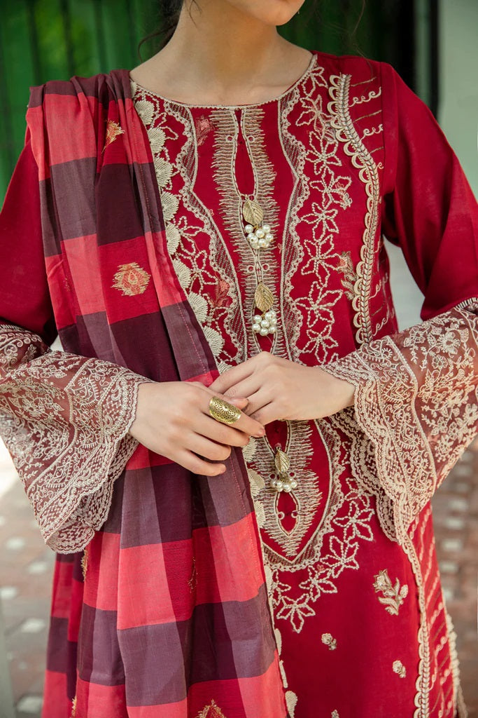 Qline By Qalamkar Embroidered Lawn Suits Unstitched 3 Piece QB-01 ROSA