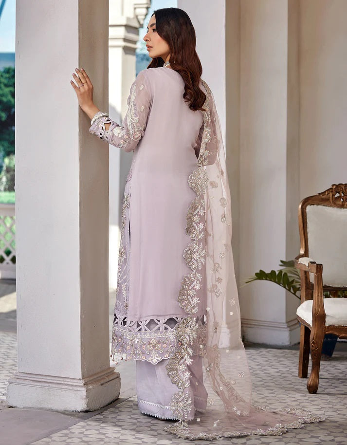 Nafasat By Emaan Adeel Embroidered Chiffon Suits Unstitched 3 Piece NF-201 - Luxury Collection