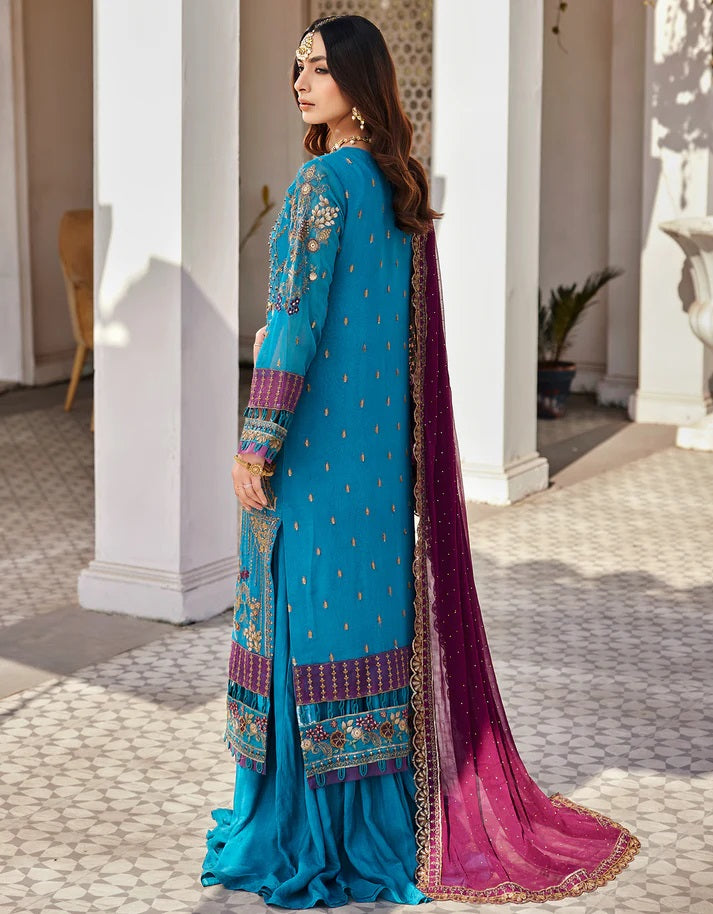 Nafasat By Emaan Adeel Embroidered Chiffon Suits Unstitched 3 Piece NF-203 - Luxury Collection