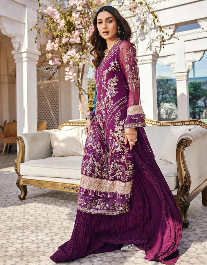 Nafasat By Emaan Adeel Embroidered Chiffon Suits Unstitched 3 Piece NF-206 - Luxury Collection