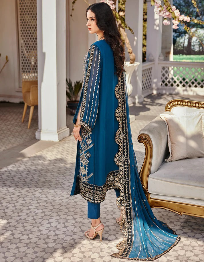 Nafasat By Emaan Adeel Embroidered Chiffon Suits Unstitched 3 Piece NF-208 - Luxury Collection