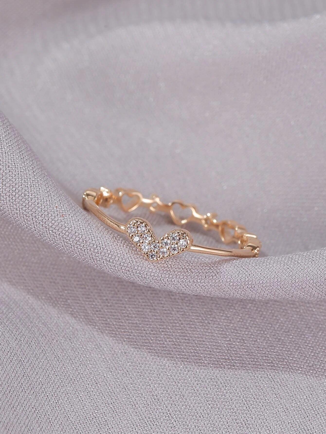 Rhinestone Decor Heart Decor Ring - HDJ 209