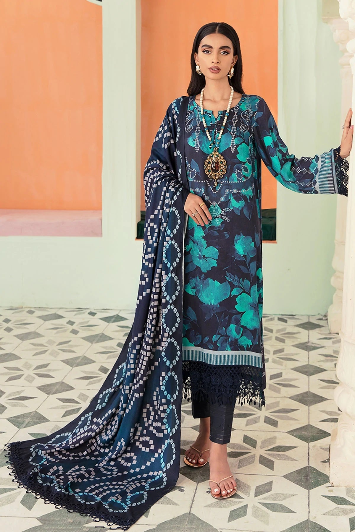 Nureh Signature Prints Marina Suits Unstitched 3 Piece SP-20 - Fall Winter