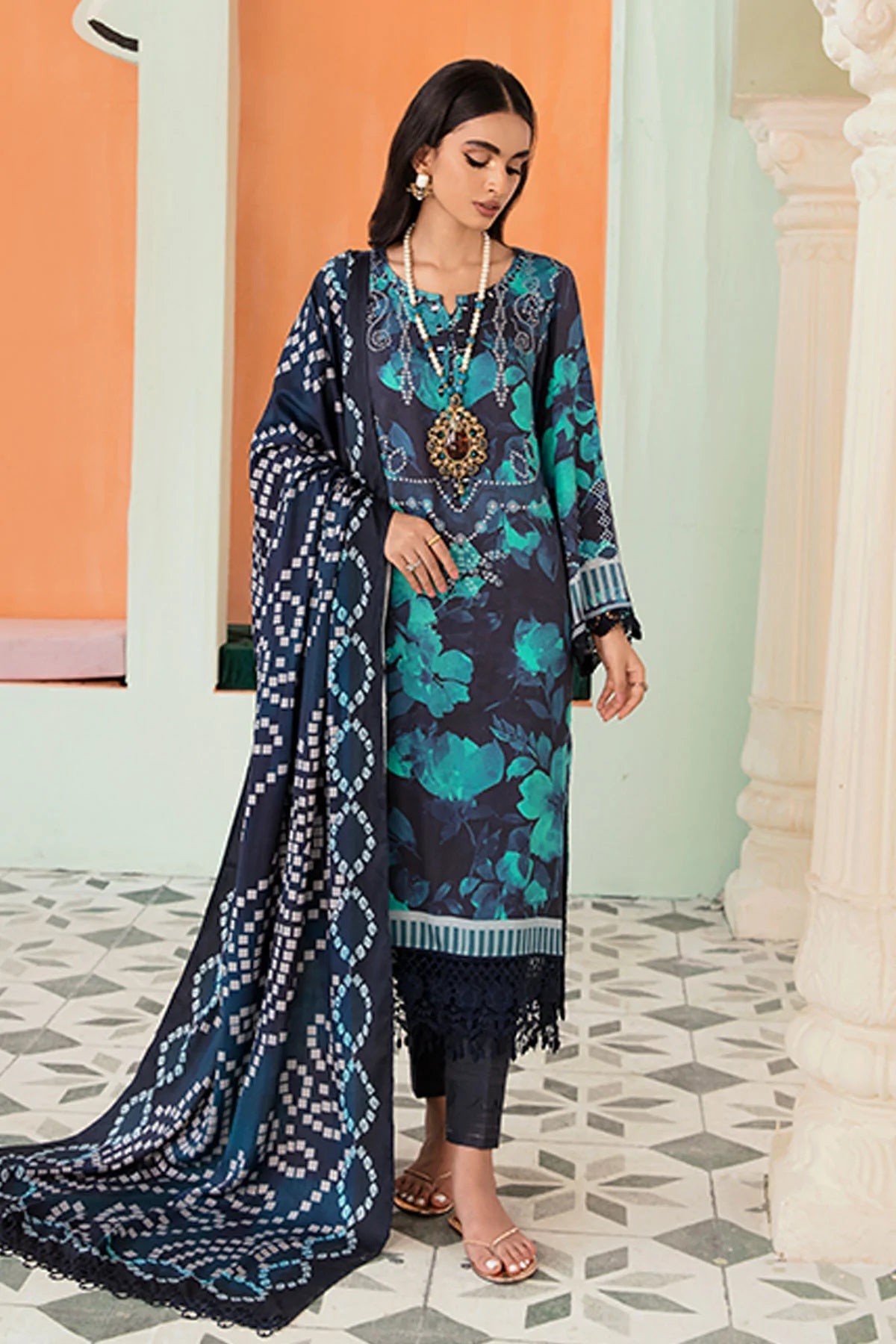 Nureh Signature Prints Marina Suits Unstitched 3 Piece SP-20 - Fall Winter