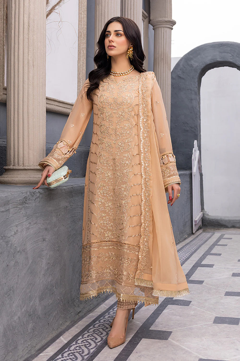 Ensembles By Azure Embroidered Chiffon Suits Unstitched 3 Piece AZ-22-Allure - Festive Collection