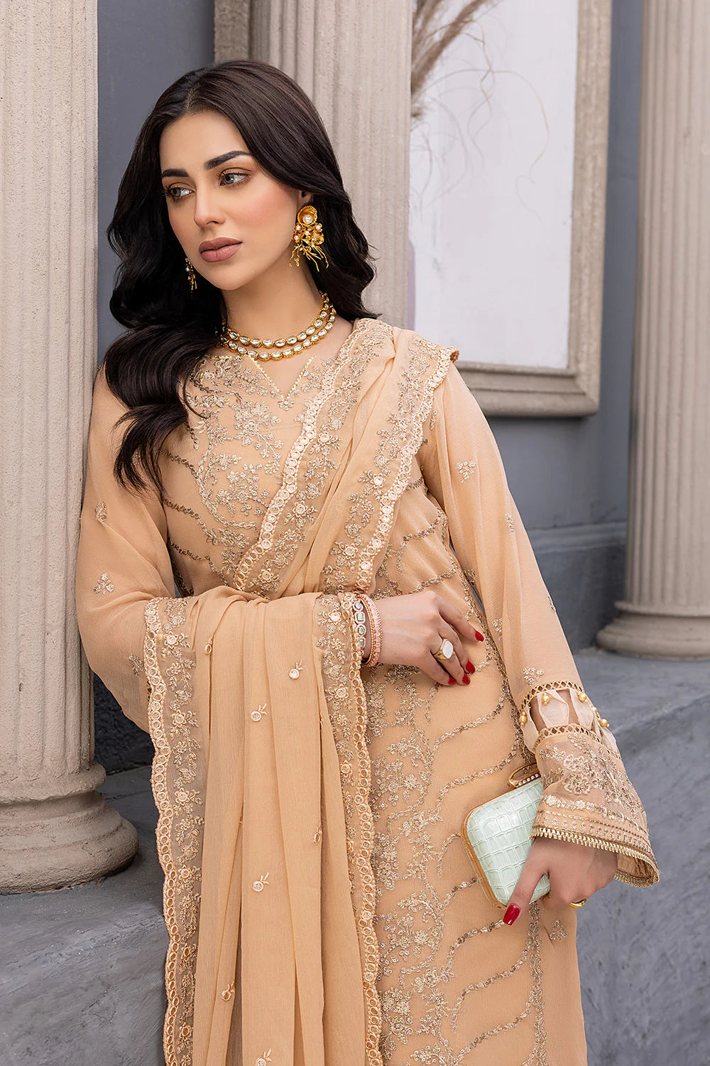 Ensembles By Azure Embroidered Chiffon Suits Unstitched 3 Piece AZ-22-Allure - Festive Collection