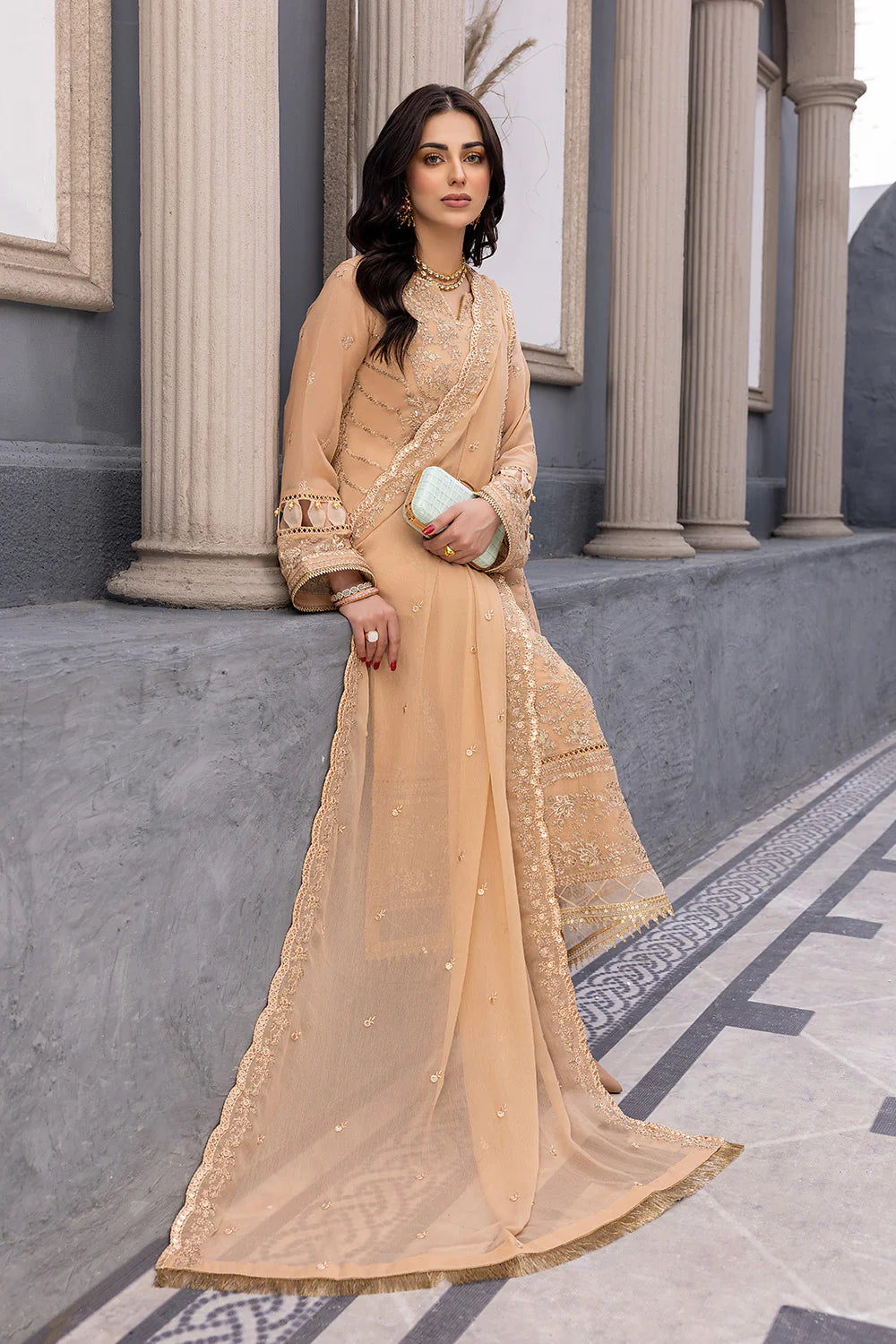 Ensembles By Azure Embroidered Chiffon Suits Unstitched 3 Piece AZ-22-Allure - Festive Collection