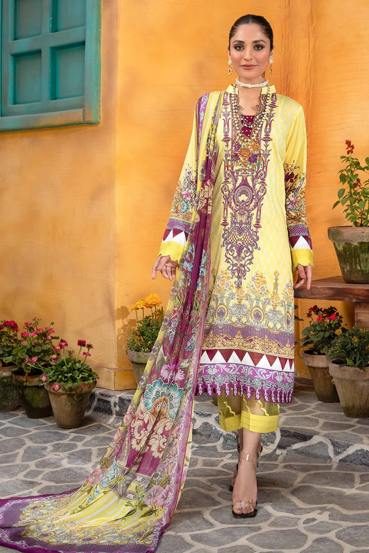 Jahanara Embroidered Lawn Suits Unstitched 3 Piece J16-02 Canary Yellow