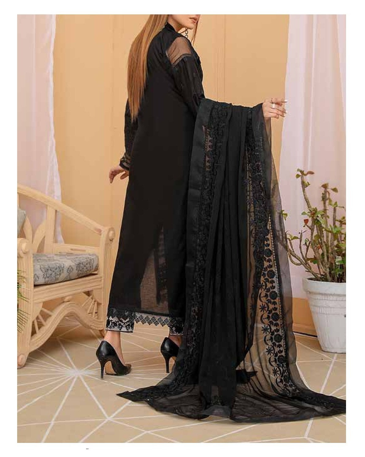 Mizaaj Embroidered Chikankari Lawn Suits Unstitched 3 Piece D-02
