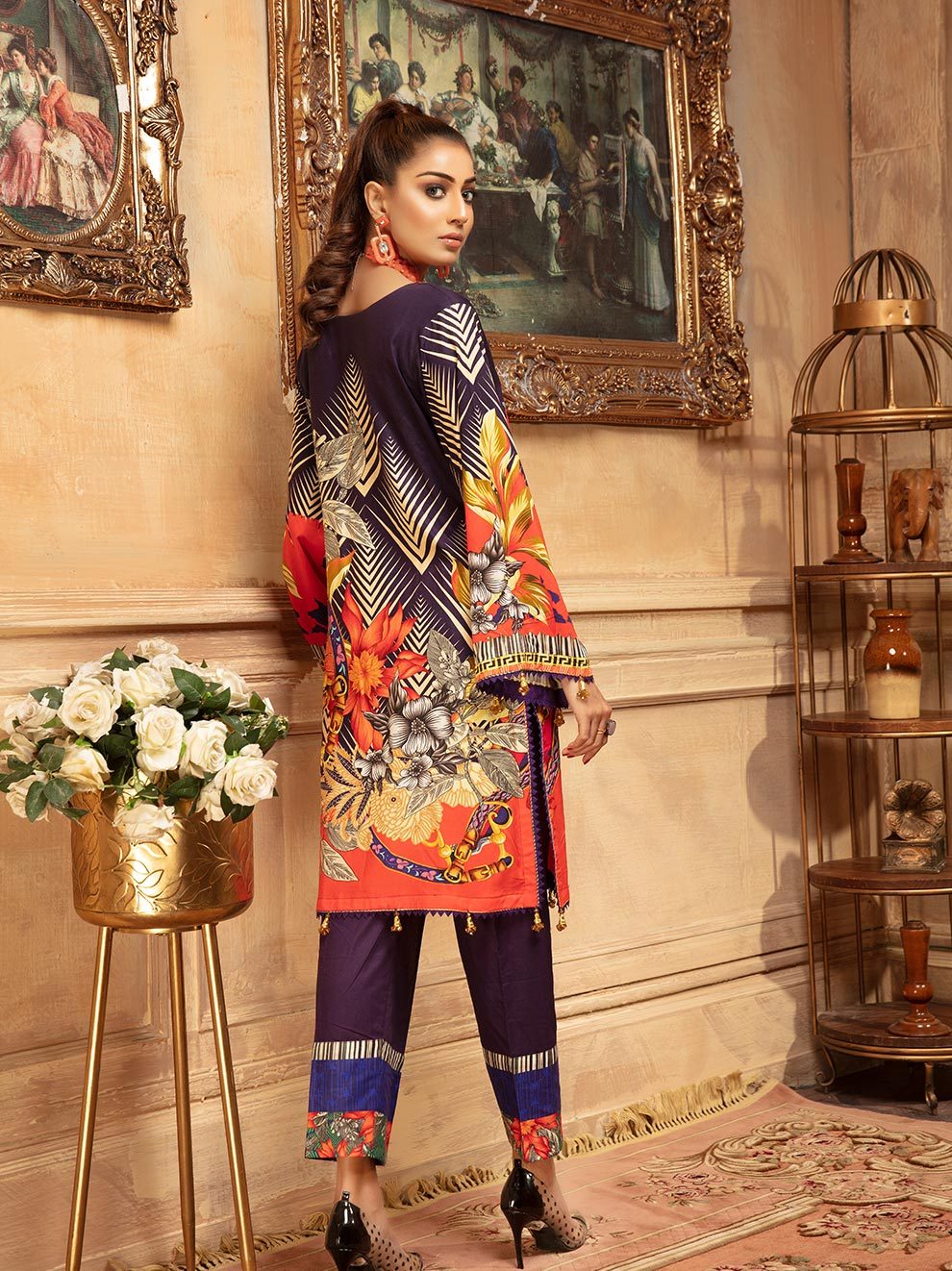NUR Rang Barang Printed Linen Unstitched 2pc Suit - RB 02