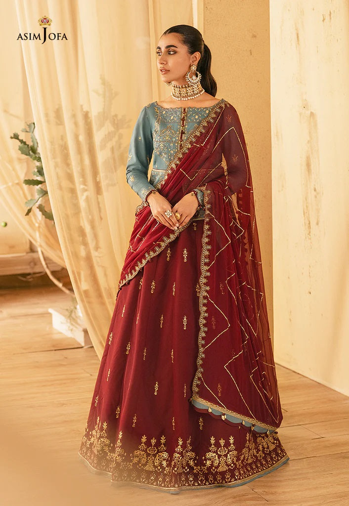 Mehr o Mah by Asim Jofa Festive Embroidered 3pc Unstitched Suit AJM-02